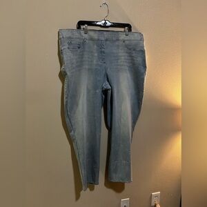 Slim Factor by Investments Pull On Jeans Plus Size 3X Slim Straight Light Acid